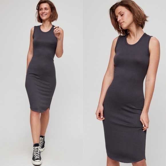 Aritzia Wilfred Free Bruni Dress Grey Marle XXS